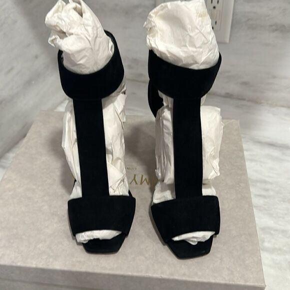 Jimmy Choo Bethel 100 black ankle strap open toe suedestrappy heels 38 - Picture 8 of 16